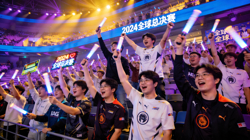 英雄联盟全球总决赛现场观众欢呼的壮观场景